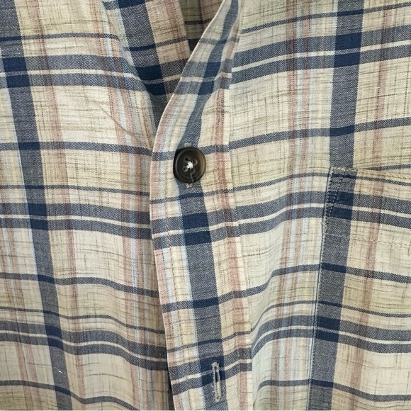 Orvis Vintage Short Sleeve Blue & Tan Plaid Cotton Button Up Shirt Sz XL GUC - Picture 3 of 8